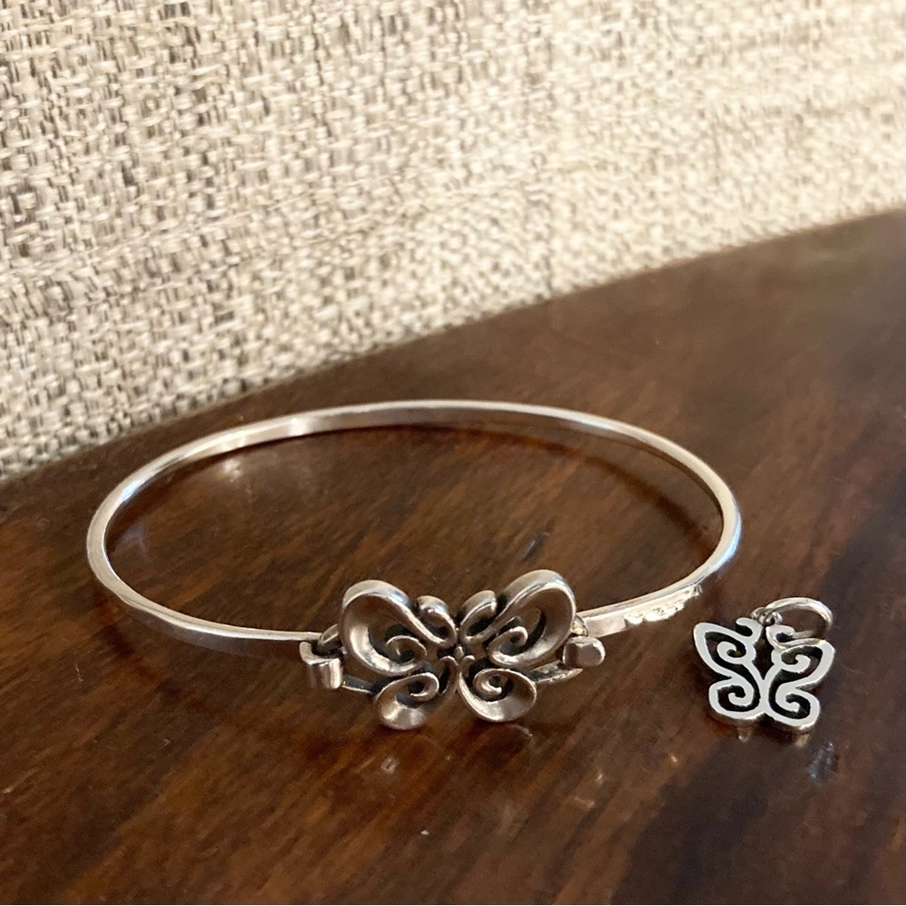 James Avery Butterfly Retired Hammered Bracelet and Charm Set Sterling Silver - Picture 1 of 5